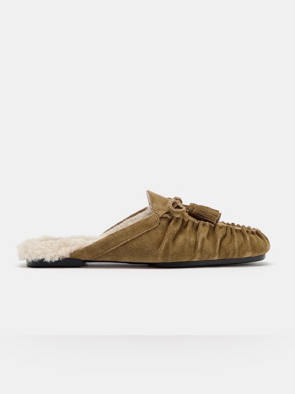 ZARA Split Suede Open Back Loafers